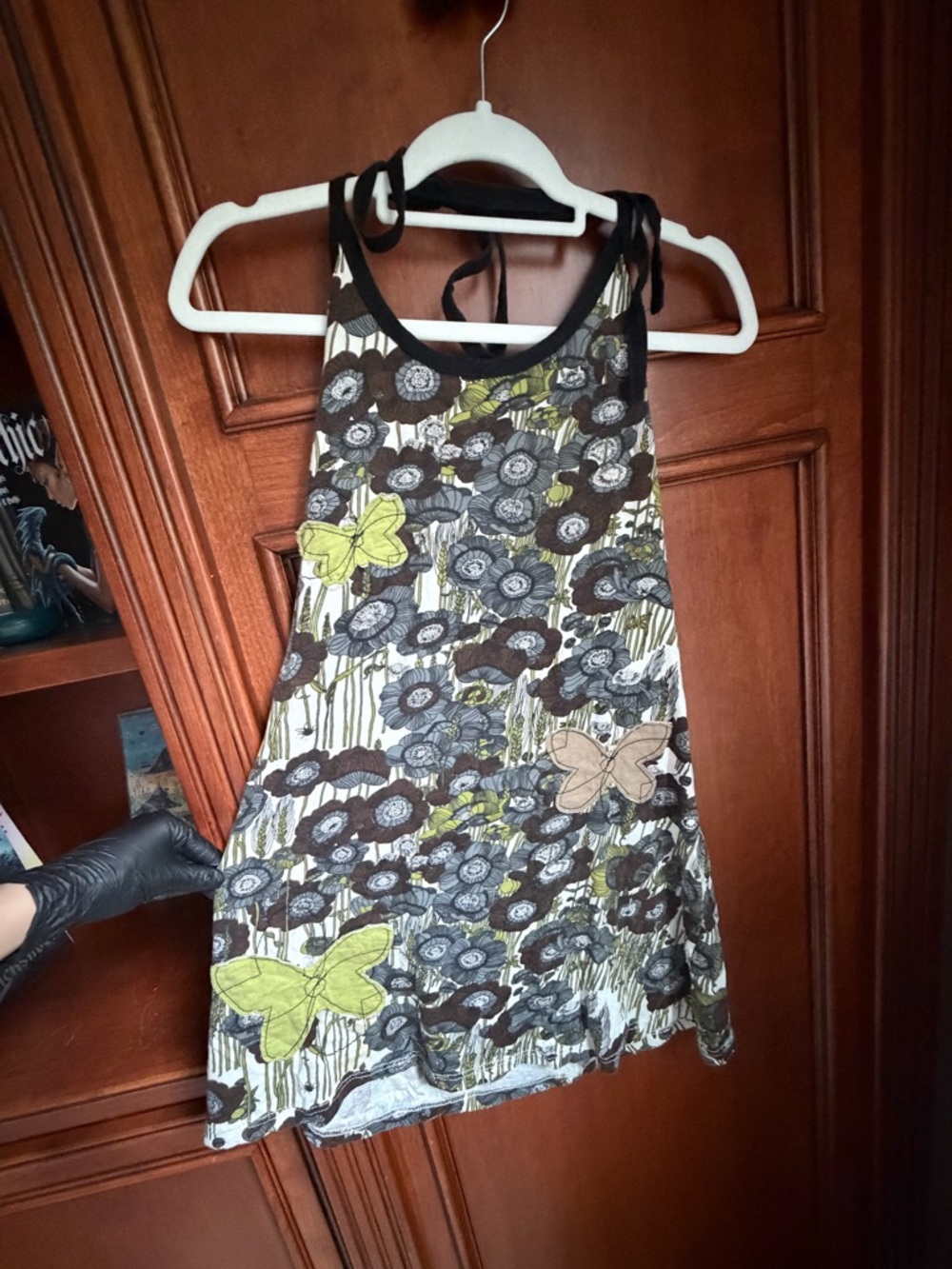Jedzebel Brown, Green and Cream Backless Floral Halter Dress
